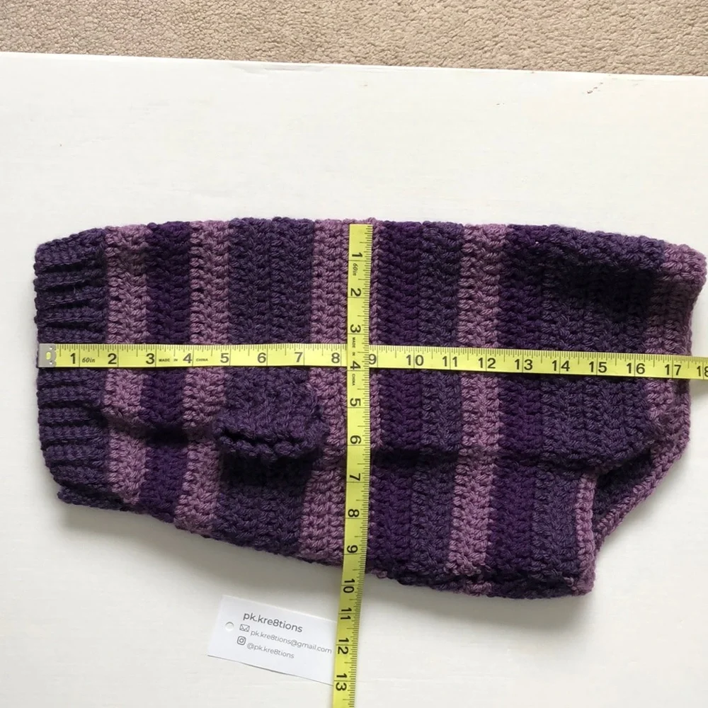 Handmade Crochet Dog Striped Purple sweater